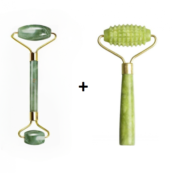 Set 2 Dispozitive de Masaj Facial, Jad 100% Natural + Rola Zimtata tip Jad [1]