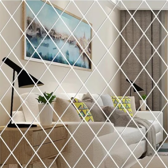 Set 32 Oglinzi Acrilice, Auto-adeziv Decorativ pentru Baie Living si Bucatarie 50 x 100 cm, [1]