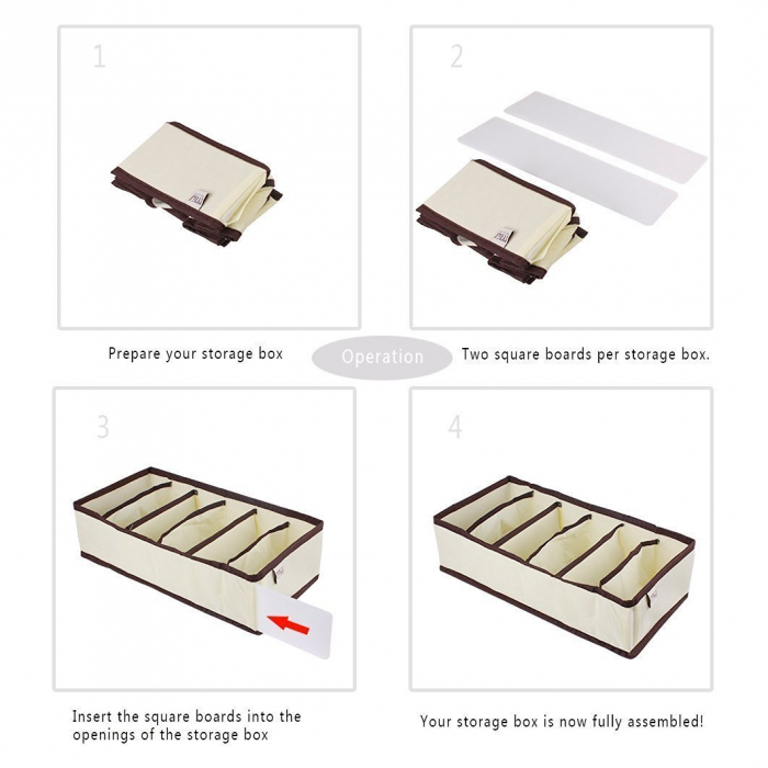 Set 4 Organizator pentru Lenjerie de Corp ,Cutii Depozitare Sosete, 4 Piese, Bej [3]