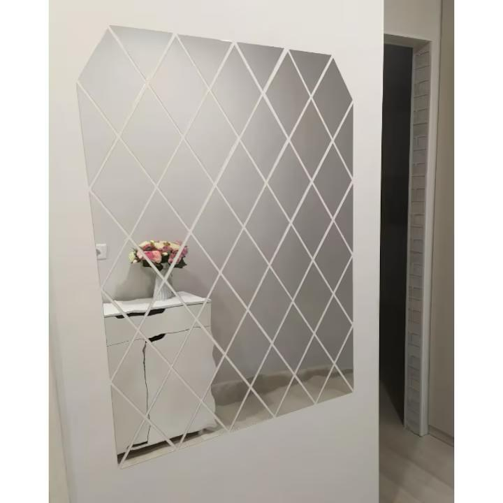 Set 58 Oglinzi Acrilice Autoadezive Luxer , Model Romb, 100x100 cm, 1m², Decor Modern pentru Pereți [2]