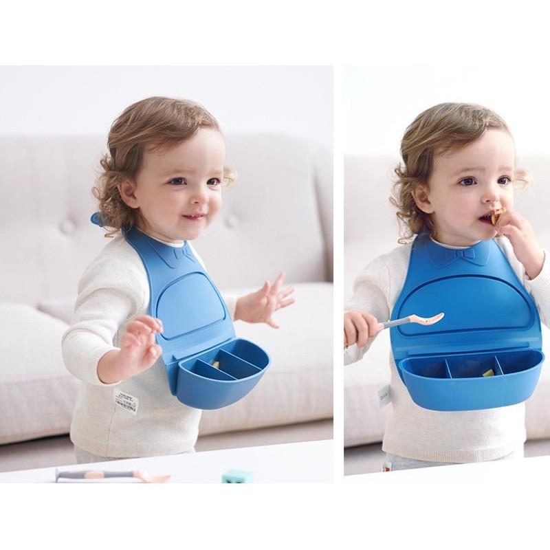 Set Babețică din silicon cu compartimente pentru mâncare coloare galben+ Pilă electrică unghii bebeluși albastru [2]