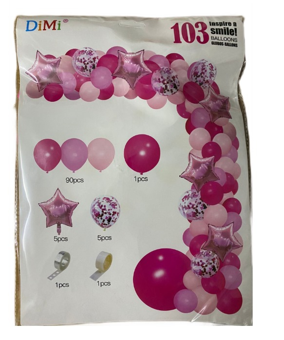 Set Baloane 103 buc RoveRim, 3 Nunante de Roz, Diferite Dimensiuni, Pentru Diferite Petreceri [1]