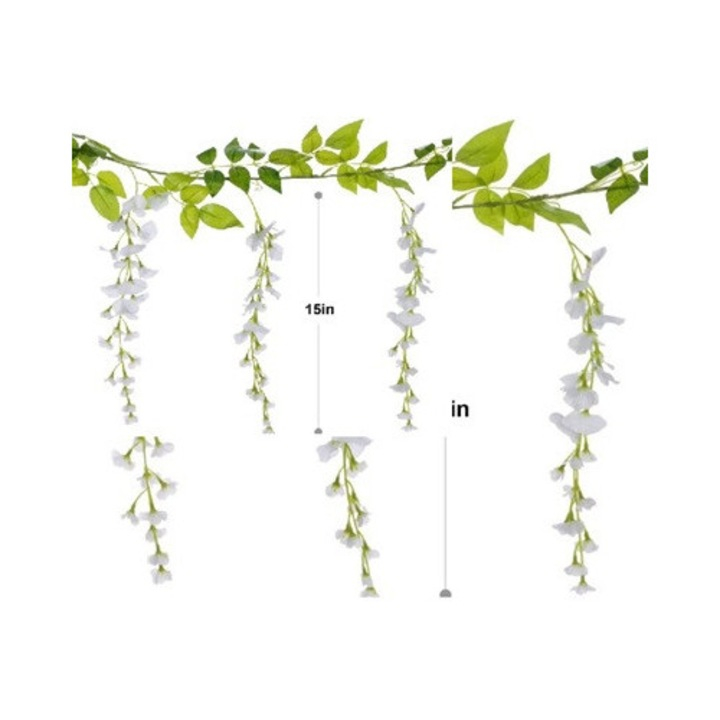 Set Gard Paravan Viu cu Frunze Artificiale, Dimensiune 300cm x 100 cm si Ghirlanda de vita de vie cu flori artificiale [2]