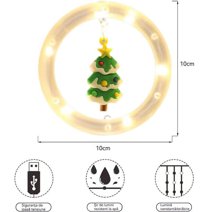 Set instalatie Craciun interconectabila cu 10 inele luminoase alb cald si 10 decoratiuni pentru sarbatori [3]