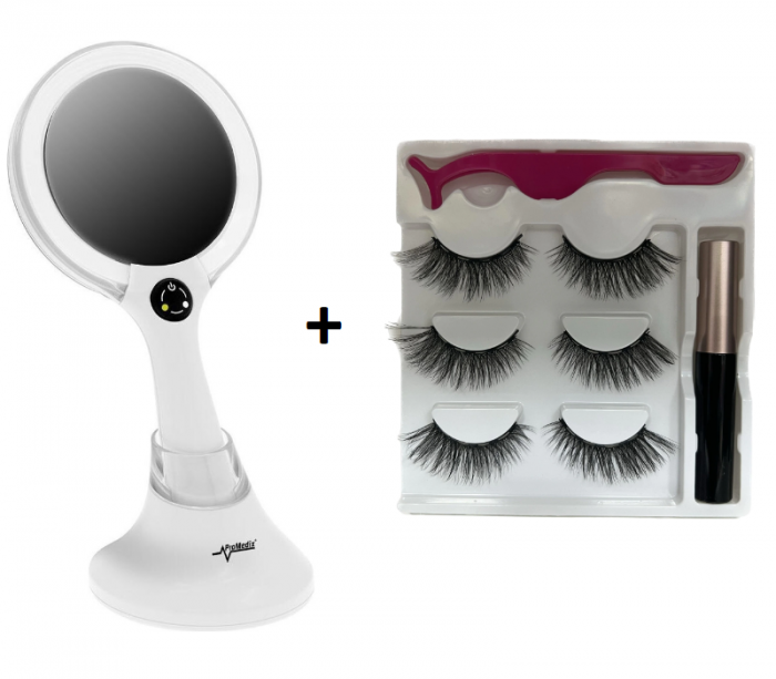 Set Oglinda cosmetica GreenBlue ProMedix, Alba + Set 3 Perechi de Gene False 3D, Magnetice, cu Aplicator si Tus [1]