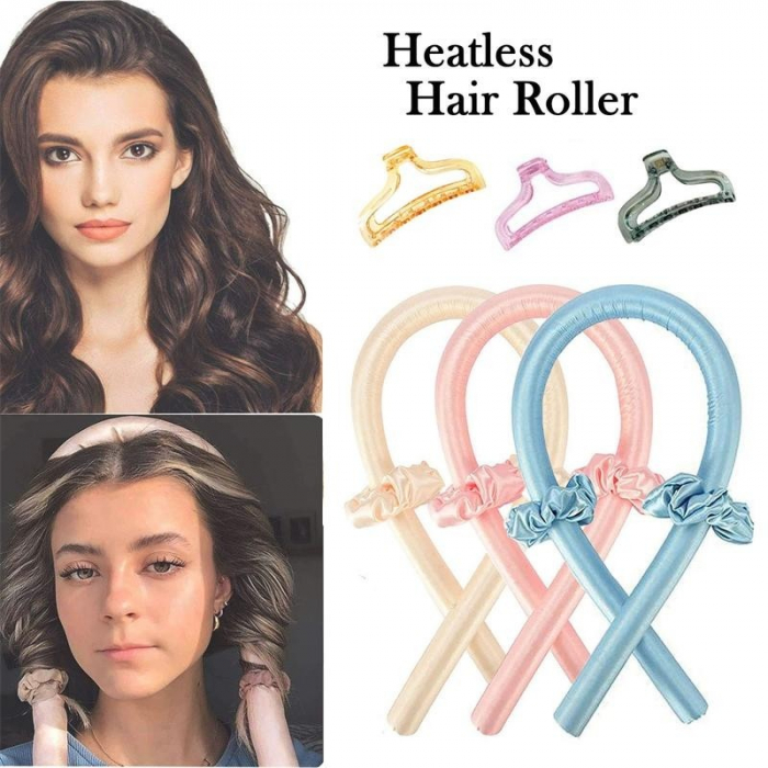 Set Ondulator Moale Fara Caldura, cu 1 Clama, Doua Elastice, Auriu - Bej [7]