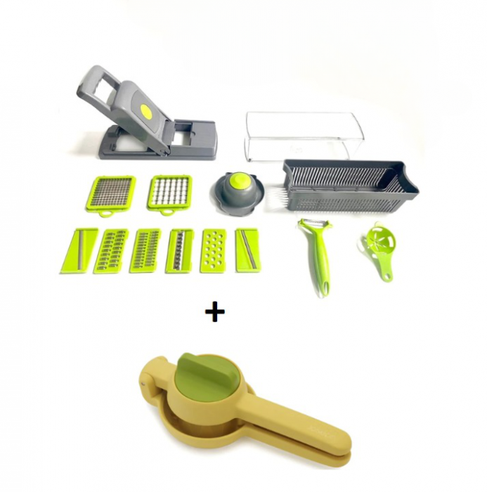 Set Razatoare Multifunctionala cu 10 Piese + Storcator Manual pentru Citrice [1]