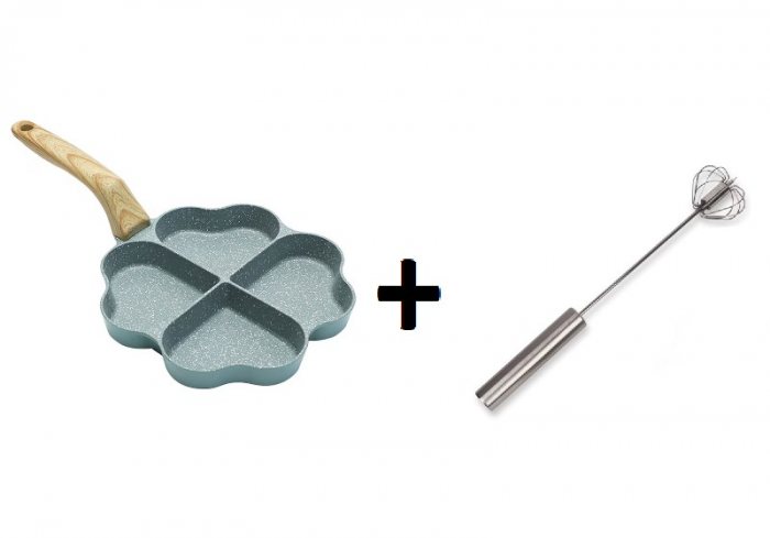 Set Tigaie cu 4 Ochiuri în Formă de Inimă + Tel Multifuncțional Manual [1]