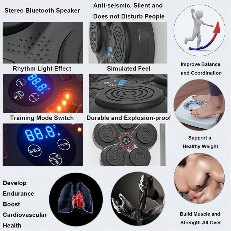 Tinta inteligenta Box, Manusi incluse, Difuzor incorporat, Conexiune Bluetooth, LED Display HD multifunctional, Moduri de antrenament, 33x37x4.5cm, Negru [4]