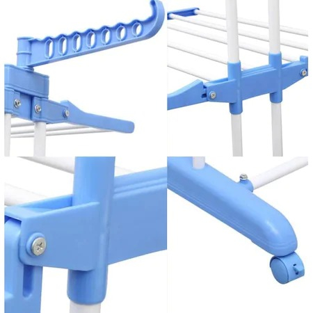 Uscator Vertical pentru Rufe Haine Mobil si Pliabil pentru Spatii Mici, Suport Umerase,173cm [3]