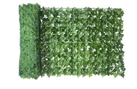 Gard artificial cu frunze Iedera  Verde Densă (860 Frunze), exterior verde deschis, panou gard textil si plastic PE, 300x100 cm, protecție UV, decor interior/exterior [4]