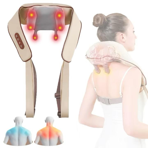 Dormitor/Living - Aparat profesional masaj cervical și corporal, vibromasaj, căldură terapeutică, 3 intensități, 2 moduri, silentios, pentru gat, spate, umeri, picioare, abdomen