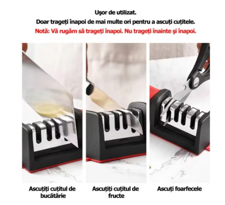 Ascutitor de Cutite Profesional 4 in 1, Anti-Alunecare, Rosu/Negru [1]