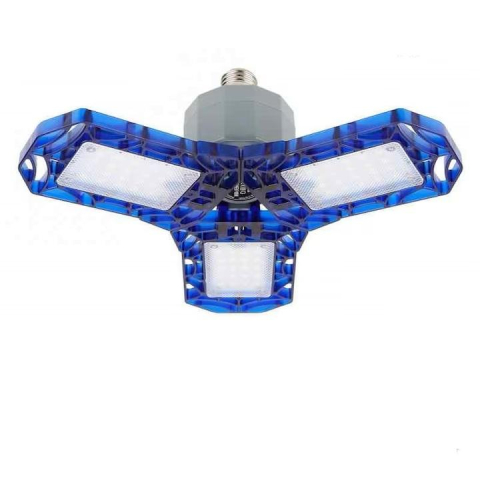 Becuri Led Economice - Bec LED Garage Light 4000 lm, lumina rece, 72 LED, 3 clape flexibile, clesti incarcare, carcasa albastra