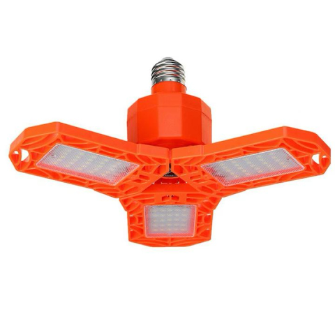 Bec LED Garage Light 4000 lm, lumina rece, 72 LED, 3 clape flexibile, clesti incarcare, carcasa portocalie [1]