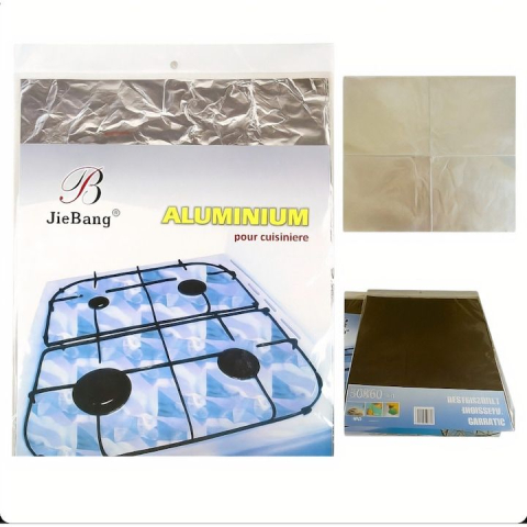 Articole Bucatarie - Folie din aluminiu pentru protecția aragazului dimensiune 50x60 cm, rezistentă la căldură