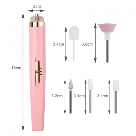 Freza, Pila Unghii Electrica, Incarcare USB, Roz [2]