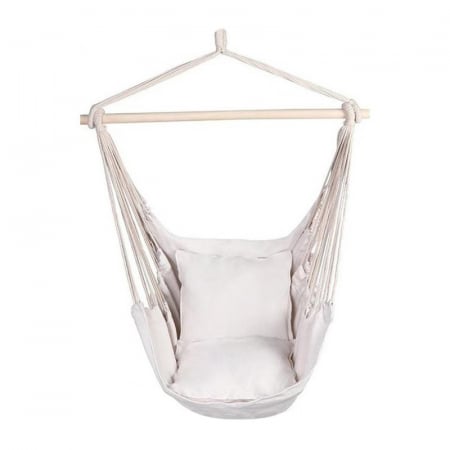 Hamac Stil Brazilian, Suspendat, pentru Interior-Exterior, Bumbac, Instalare Usoara, 130 x 100 cm [6]