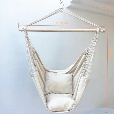 Hamac Stil Brazilian, Suspendat, pentru Interior-Exterior, Bumbac, Instalare Usoara, 130 x 100 cm [5]