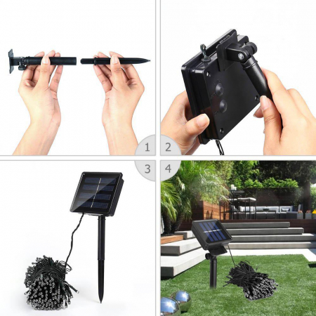 Instalatie cu 40 LED-uri , pentru Exterior, cu Incarcare Solara, Multicolor , 5 m [4]