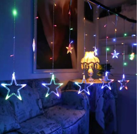 Instalatie de Craciun, Perdea Luminoasa cu Ploaie de Stele, pentru Interior sau Exterior, 3 Metri, Lumini LED, Multicolor [3]
