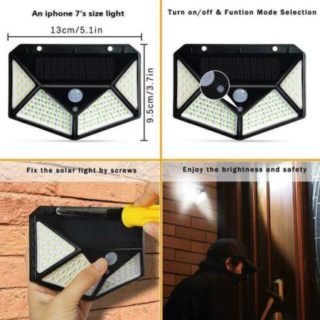 Lampa Solara cu Senzor De Miscare 100 x LED Reflection Vision, 600LM , 120 Grade, Baterie 1800 mAh, Waterproof [3]