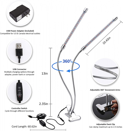 Lămpi LED pentru Creșterea Plantelor de Interior, 20 W, Bec cu 40 LED-uri [2]