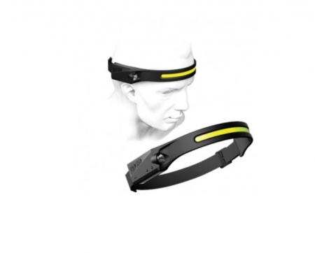 Lanterna de cap cu acumulator, profesionala, frontala cu unghi larg de iluminare, led puternic si senzor miscare, pentru vanatoare, pescuit, camping, santier, waterproof, negru [2]