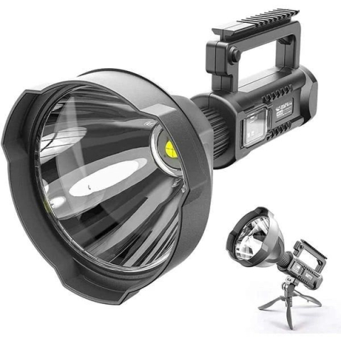 Lanterna Profesionala, cu Led WS119, Raza de actiune 500m, 4 moduri de iluminare, functie Powerbank, cu trepied inclus, culoare neagra [4]