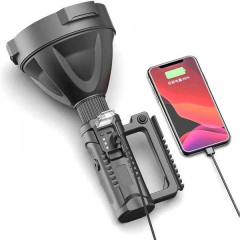 Gradina - Lanterna Profesionala, cu Led WS119, Raza de actiune 500m, 4 moduri de iluminare, functie Powerbank, cu trepied inclus, culoare neagra