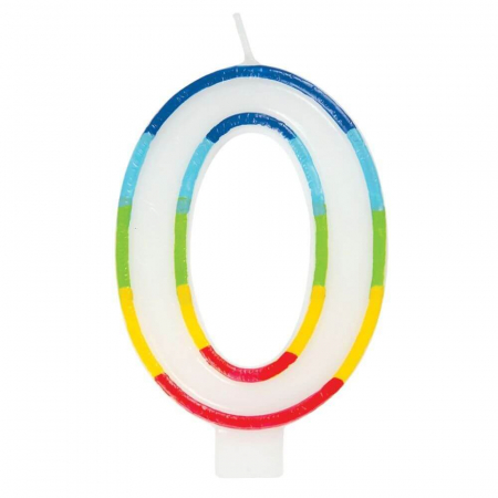 Articole Bucatarie - Lumanare Aniversara pentru Tort, Cifra 0, Lungime 7 cm, Parafina, Multicolor