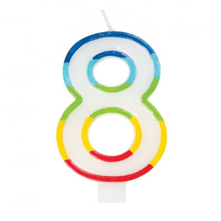Articole Bucatarie - Lumanare Aniversara pentru Tort, Cifra 8, Lungime 7 cm, Parafina, Multicolor
