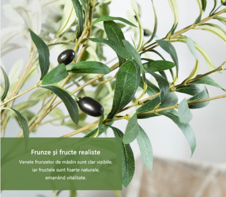 Maslin Artificial in Ghiveci, 120cm, Aspect Natural, Material PE Premium, Pentru Interior si Exterior, Masline Negre [2]