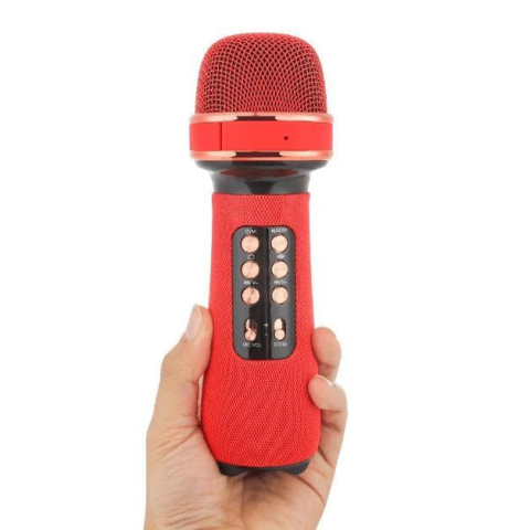 Microfon Fara Fir Karaoke Wireless, Stereo, 4 Efecte Voce, Cu Acumulator, Boxa Integrata, Radio FM, Multifunctional, TF card, USB, Inregistrare muzica, Rosu [1]