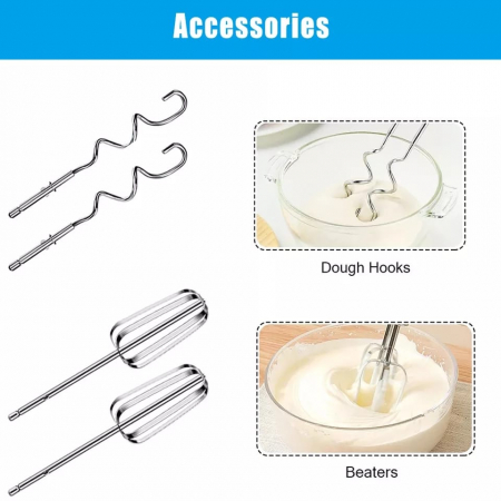 Mixer de Mana cu 4 Accesorii, Jubake , 7 viteze , Alb + Albastru [2]
