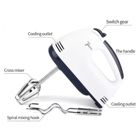 Mixer de Mana cu 4 Accesorii,  Scarlett , 7 viteze + Turbo, Alb-Negru [2]
