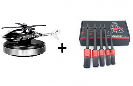 Accesorii Auto - Odorizant Auto cu Încărcare Solară ELICOPTER+ Set 5 Perii Auto