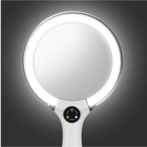 Oglindă Cosmetică cu LED, 2 Tipuri de Lumină, Încărcare Wireless, Alb, Cutie din Catifea [1]