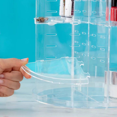 Organizator pentru produse cosmetice, ideal pentru depozitarea articolelor de make-up, sistem rotativ 360 °, 7 niveluri reglabile, transparent, practic, functional si robust, 23 x 30 cm [1]