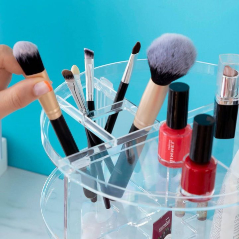Organizator pentru produse cosmetice, ideal pentru depozitarea articolelor de make-up, sistem rotativ 360 °, 7 niveluri reglabile, transparent, practic, functional si robust, 23 x 30 cm [3]