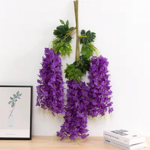 Planta artificiala palmier 180 cm + Set 12 bucati planta artificiala curgatoare culoare mov [1]