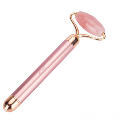 Make-up - Rola din Jad / Quartz Natural, Electrica, Roz, pentru Masaj Facial si Corporal, Functii Antirid, Anticearcane, Lifting