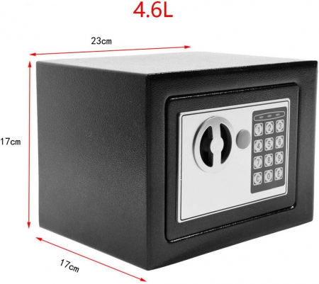 Seif din otel cu inchidere electronica si cheie 170x230x170mm, gri [1]
