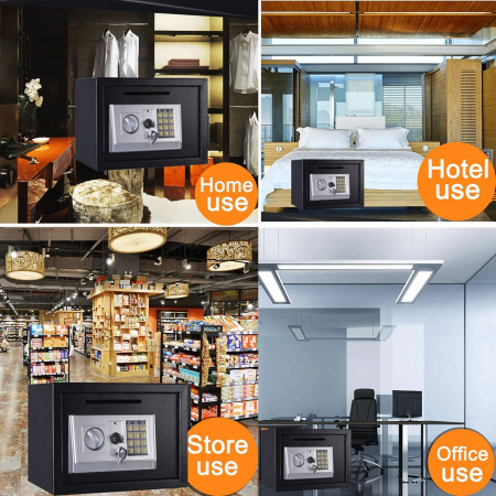 Seif din otel cu inchidere electronica si cheie 170x230x170mm, gri [2]