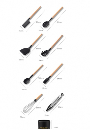 Set 10 Ustensile pentru Bucatarie + Bol Depozitare Premium, din Silicon Antiaderent, 11 Piese, BPA FREE, Compatibil cu Masina de Sapalat Vase [3]