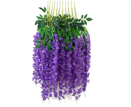 Plante Artificiale - Set 12 Bucati Planta Artificiala Curgatoare, Agatat ghirlanda flori de matase, pentru nunta petrecere gradina in aer liber verdeata acasa decorare de perete, Lungime 1.1m, Violet