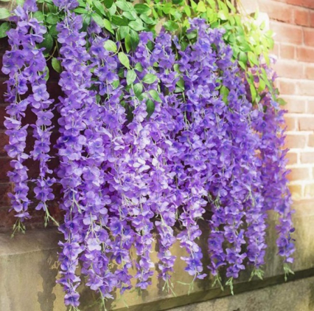 Set 12 Bucati Planta Artificiala Curgatoare, Agatat ghirlanda flori de matase, pentru nunta petrecere gradina in aer liber verdeata acasa decorare de perete, Lungime 1.1m, Violet [2]