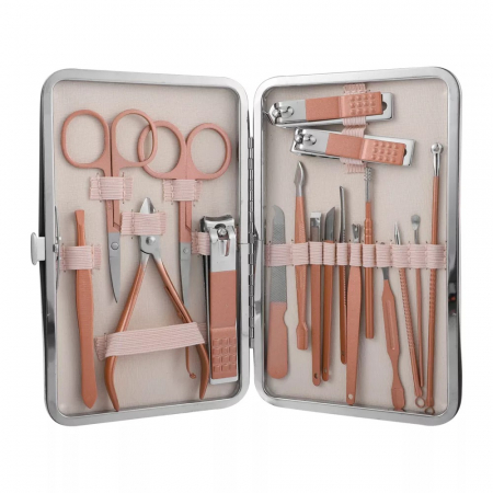 Set 18 Instrumente pentru Manichiura, Roz [1]