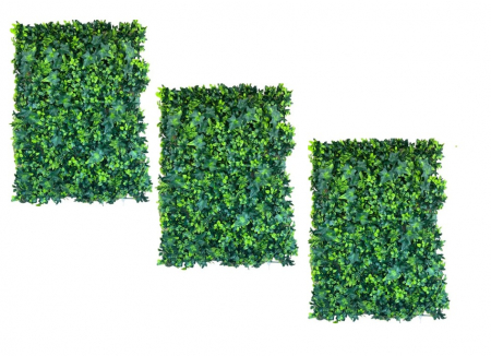 Plante Artificiale - Set 3 Gard viu artificial cu frunze verzi, panou 40x60 cm