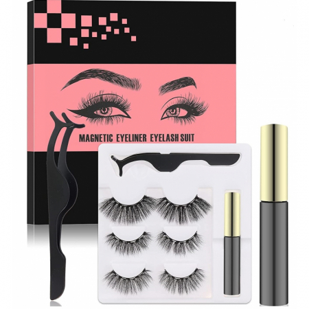 Make-up - Set 3 Perechi de Gene False, Magnetice cu 5 Magneti si Tus Magnetic, A/B